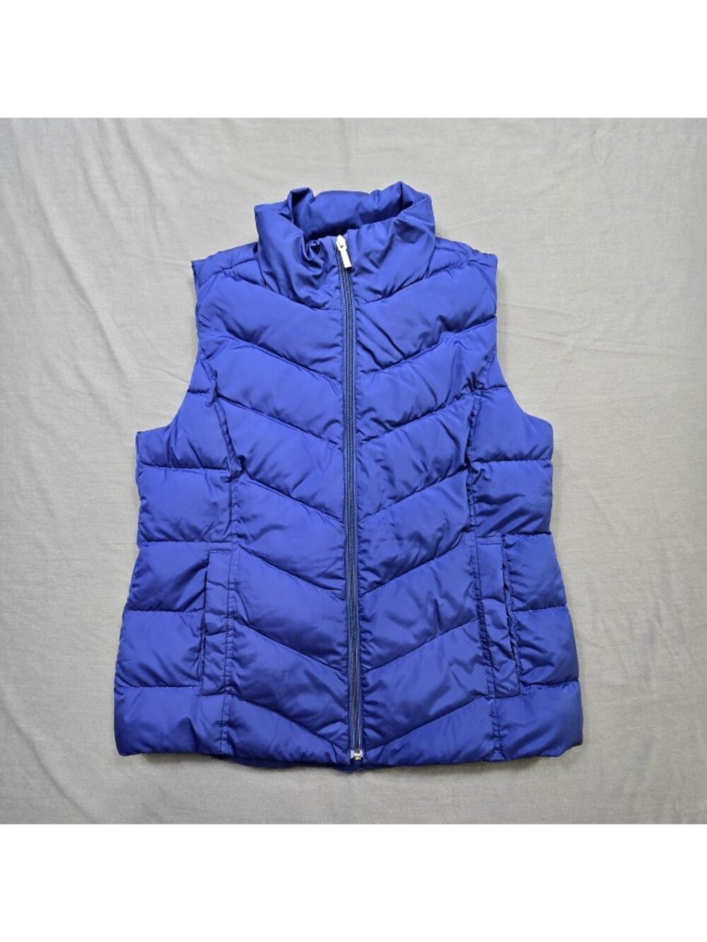 Lands End Womens Puffer Vest Small Blue Down Insulated Winter Outerwear Casual